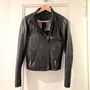 NAF NAF Paris Genuine Leather Motorcycle Zip Jacket